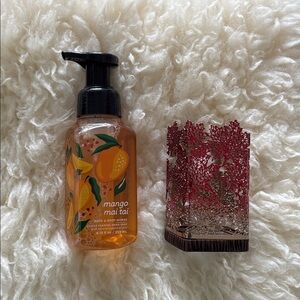 New BBW Mango Mai Tai Gentle Foaming Hand Soap & Holder